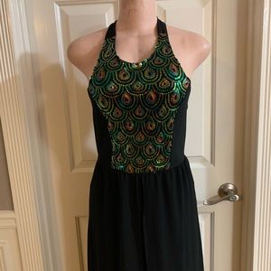 Women’s junior halter high- low sequins dress
